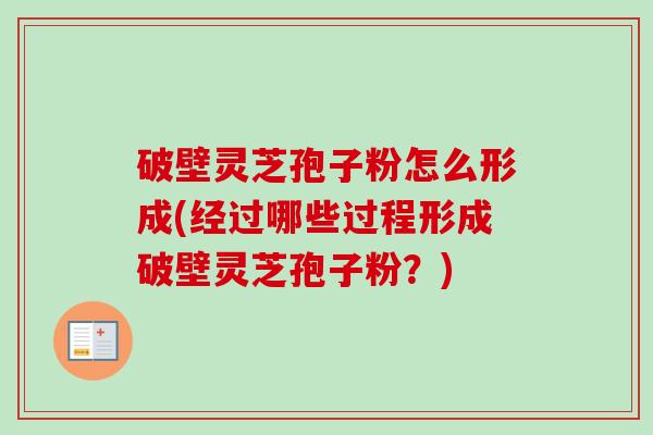 破壁灵芝孢子粉怎么形成(经过哪些过程形成破壁灵芝孢子粉？)-第1张图片-卓越灵芝孢子粉