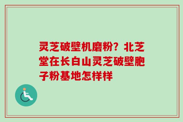 灵芝破壁机磨粉？北芝堂在长白山灵芝破壁胞子粉基地怎样样-第1张图片-卓越灵芝孢子粉