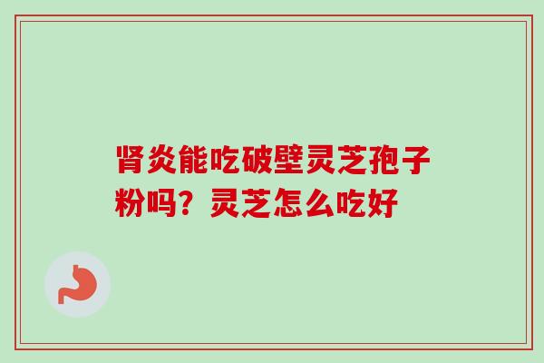 肾炎能吃破壁灵芝孢子粉吗?灵芝怎么吃好-第1张图片-卓越灵芝孢子粉 肾炎能吃破壁灵芝孢子粉吗?灵芝怎么吃好-第1张图片-卓越灵芝孢子粉