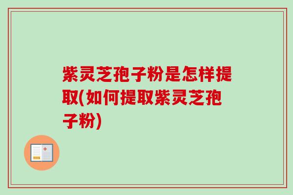 紫灵芝孢子粉是怎样提取(如何提取紫灵芝孢子粉)-第1张图片-卓越灵芝孢子粉 紫灵芝孢子粉是怎样提取(如何提取紫灵芝孢子粉)-第1张图片-卓越灵芝孢子粉