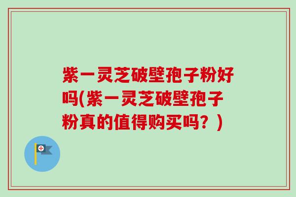 紫一灵芝破壁孢子粉好吗(紫一灵芝破壁孢子粉真的值得购买吗?)-第1张图片-卓越灵芝孢子粉 紫一灵芝破壁孢子粉好吗(紫一灵芝破壁孢子粉真的值得购买吗?)-第1张图片-卓越灵芝孢子粉