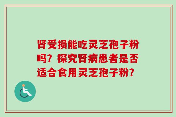 肾受损能吃灵芝孢子粉吗?探究肾病患者是否适合食用灵芝孢子粉?-第1张图片-卓越灵芝孢子粉 肾受损能吃灵芝孢子粉吗?探究肾病患者是否适合食用灵芝孢子粉?-第1张图片-卓越灵芝孢子粉