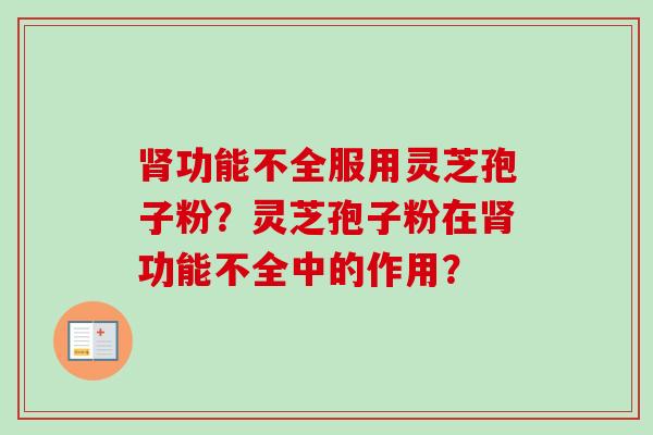 肾功能不全服用灵芝孢子粉？灵芝孢子粉在肾功能不全中的作用？-第1张图片-卓越灵芝孢子粉