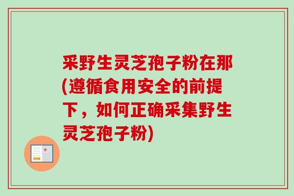 采野生灵芝孢子粉在那(遵循食用安全的前提下，如何正确采集野生灵芝孢子粉)-第1张图片-卓越灵芝孢子粉