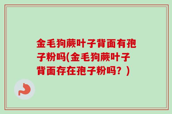 金毛狗蕨叶子背面有孢子粉吗(金毛狗蕨叶子背面存在孢子粉吗?)-第1张图片-卓越灵芝孢子粉 金毛狗蕨叶子背面有孢子粉吗(金毛狗蕨叶子背面存在孢子粉吗?)-第1张图片-卓越灵芝孢子粉