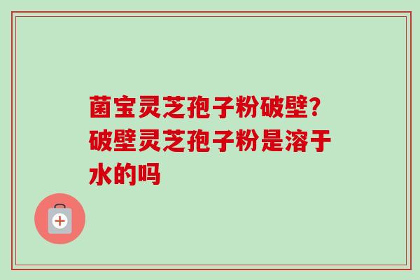菌宝灵芝孢子粉破壁？破壁灵芝孢子粉是溶于水的吗-第1张图片-卓越灵芝孢子粉