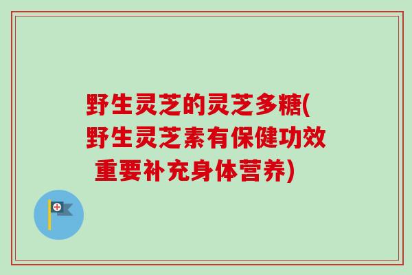 野生灵芝的灵芝多糖(野生灵芝素有保健功效 重要补充身体营养)-第1张图片-卓越灵芝孢子粉