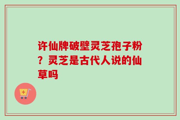 许仙牌破壁灵芝孢子粉？灵芝是古代人说的仙草吗-第1张图片-卓越灵芝孢子粉