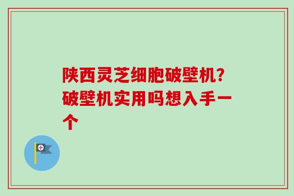 陕西灵芝细胞破壁机？破壁机实用吗想入手一个-第1张图片-卓越灵芝孢子粉