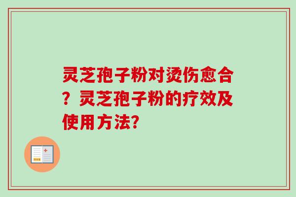 灵芝孢子粉对烫伤愈合?灵芝孢子粉的疗效及使用方法?-第1张图片-卓越灵芝孢子粉 灵芝孢子粉对烫伤愈合?灵芝孢子粉的疗效及使用方法?-第1张图片-卓越灵芝孢子粉