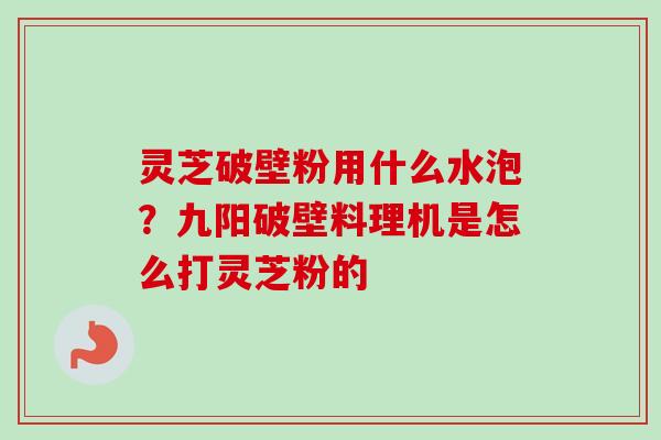 灵芝破壁粉用什么水泡？九阳破壁料理机是怎么打灵芝粉的-第1张图片-卓越灵芝孢子粉