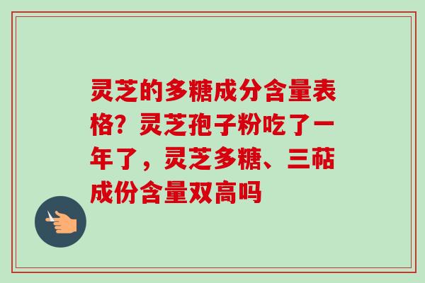 灵芝的多糖成分含量表格?灵芝孢子粉吃了一年了,灵芝多糖、三萜成份含量双高吗-第1张图片-卓越灵芝孢子粉 灵芝的多糖成分含量表格?灵芝孢子粉吃了一年了,灵芝多糖、三萜成份含量双高吗-第1张图片-卓越灵芝孢子粉