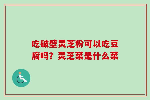 吃破壁灵芝粉可以吃豆腐吗？灵芝菜是什么菜-第1张图片-卓越灵芝孢子粉