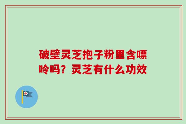 破壁灵芝抱子粉里含嘌呤吗?灵芝有什么功效-第1张图片-卓越灵芝孢子粉 破壁灵芝抱子粉里含嘌呤吗?灵芝有什么功效-第1张图片-卓越灵芝孢子粉