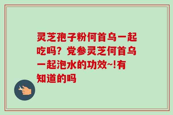 灵芝孢子粉何首乌一起吃吗？党参灵芝何首乌一起泡水的功效~!有知道的吗-第1张图片-卓越灵芝孢子粉