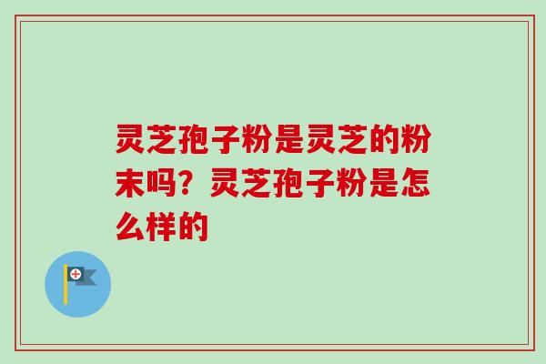 灵芝孢子粉是灵芝的粉末吗?灵芝孢子粉是怎么样的-第1张图片-卓越灵芝孢子粉 灵芝孢子粉是灵芝的粉末吗?灵芝孢子粉是怎么样的-第1张图片-卓越灵芝孢子粉