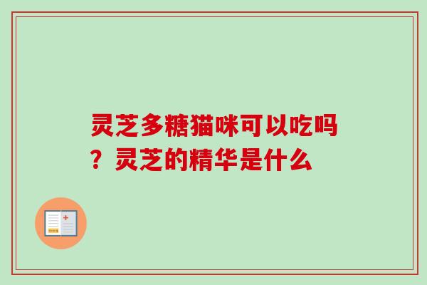 灵芝多糖猫咪可以吃吗?灵芝的精华是什么-第1张图片-卓越灵芝孢子粉 灵芝多糖猫咪可以吃吗?灵芝的精华是什么-第1张图片-卓越灵芝孢子粉