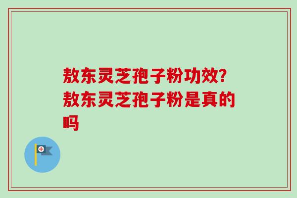 敖东灵芝孢子粉功效?敖东灵芝孢子粉是真的吗-第1张图片-卓越灵芝孢子粉 敖东灵芝孢子粉功效?敖东灵芝孢子粉是真的吗-第1张图片-卓越灵芝孢子粉