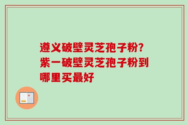 遵义破壁灵芝孢子粉？紫一破壁灵芝孢子粉到哪里买最好-第1张图片-卓越灵芝孢子粉