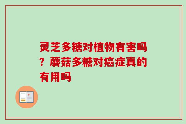 灵芝多糖对植物有害吗?蘑菇多糖对癌症真的有用吗-第1张图片-卓越灵芝孢子粉 灵芝多糖对植物有害吗?蘑菇多糖对癌症真的有用吗-第1张图片-卓越灵芝孢子粉