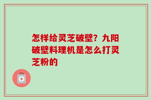 怎样给灵芝破壁?九阳破壁料理机是怎么打灵芝粉的-第1张图片-卓越灵芝孢子粉 怎样给灵芝破壁?九阳破壁料理机是怎么打灵芝粉的-第1张图片-卓越灵芝孢子粉