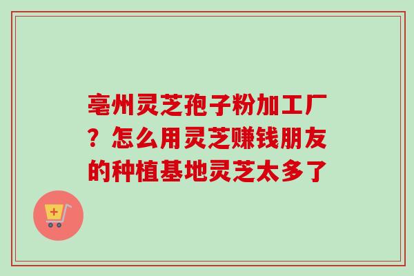 亳州灵芝孢子粉加工厂?怎么用灵芝赚钱朋友的种植基地灵芝太多了-第1张图片-卓越灵芝孢子粉 亳州灵芝孢子粉加工厂?怎么用灵芝赚钱朋友的种植基地灵芝太多了-第1张图片-卓越灵芝孢子粉