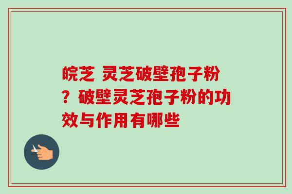 皖芝 灵芝破壁孢子粉？破壁灵芝孢子粉的功效与作用有哪些-第1张图片-卓越灵芝孢子粉