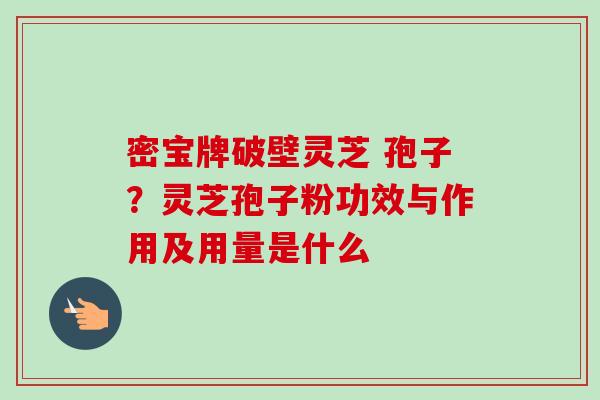 密宝牌破壁灵芝 孢子？灵芝孢子粉功效与作用及用量是什么-第1张图片-卓越灵芝孢子粉