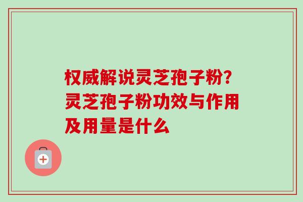 权威解说灵芝孢子粉？灵芝孢子粉功效与作用及用量是什么-第1张图片-卓越灵芝孢子粉