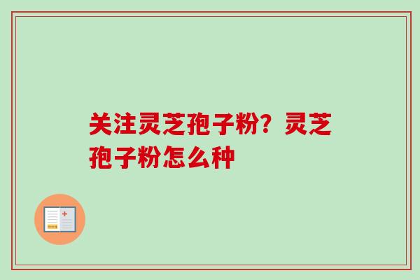 关注灵芝孢子粉？灵芝孢子粉怎么种-第1张图片-卓越灵芝孢子粉