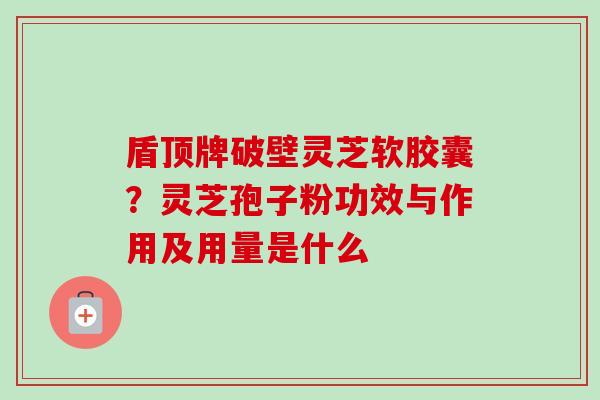 盾顶牌破壁灵芝软胶囊？灵芝孢子粉功效与作用及用量是什么-第1张图片-卓越灵芝孢子粉