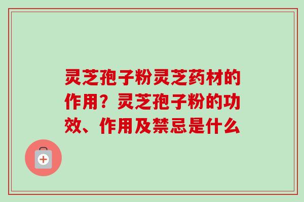 灵芝孢子粉灵芝药材的作用？灵芝孢子粉的功效、作用及禁忌是什么-第1张图片-卓越灵芝孢子粉