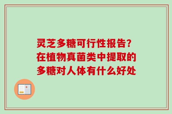 灵芝多糖可行性报告？在植物真菌类中提取的多糖对人体有什么好处-第1张图片-卓越灵芝孢子粉