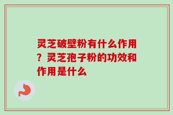 灵芝破壁粉有什么作用？灵芝孢子粉的功效和作用是什么-第1张图片-卓越灵芝孢子粉