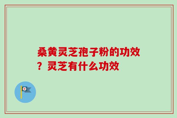 桑黄灵芝孢子粉的功效?灵芝有什么功效-第1张图片-卓越灵芝孢子粉 桑黄灵芝孢子粉的功效?灵芝有什么功效-第1张图片-卓越灵芝孢子粉