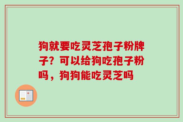 狗就要吃灵芝孢子粉牌子?可以给狗吃孢子粉吗,狗狗能吃灵芝吗-第1张图片-卓越灵芝孢子粉 狗就要吃灵芝孢子粉牌子?可以给狗吃孢子粉吗,狗狗能吃灵芝吗-第1张图片-卓越灵芝孢子粉