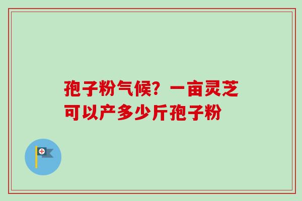 孢子粉气候?一亩灵芝可以产多少斤孢子粉-第1张图片-卓越灵芝孢子粉 孢子粉气候?一亩灵芝可以产多少斤孢子粉-第1张图片-卓越灵芝孢子粉