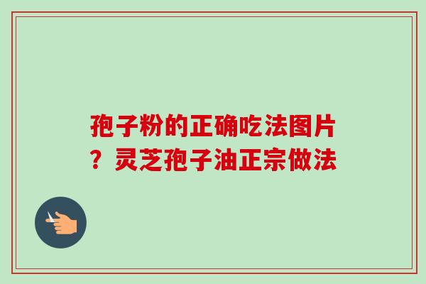 孢子粉的正确吃法图片？灵芝孢子油正宗做法-第1张图片-卓越灵芝孢子粉