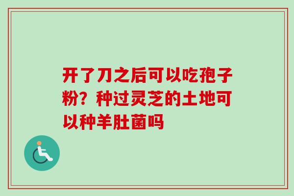开了刀之后可以吃孢子粉？种过灵芝的土地可以种羊肚菌吗-第1张图片-卓越灵芝孢子粉