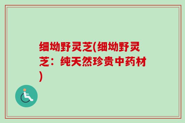细坳野灵芝(细坳野灵芝：纯天然珍贵中药材)-第1张图片-卓越灵芝孢子粉