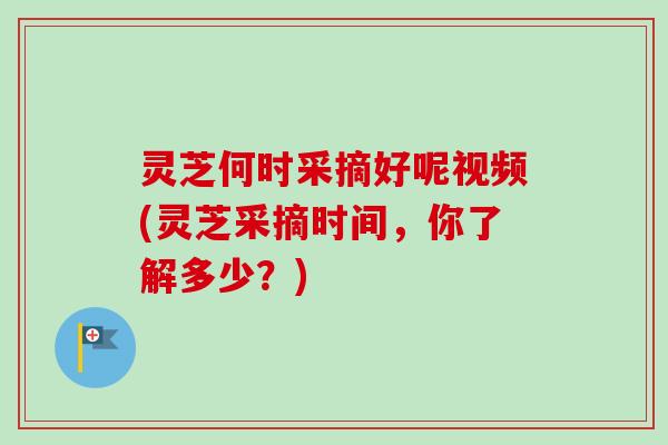 灵芝何时采摘好呢视频(灵芝采摘时间，你了解多少？)-第1张图片-卓越灵芝孢子粉