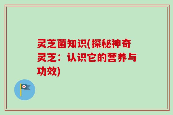 灵芝菌知识(探秘神奇灵芝:认识它的营养与功效)-第1张图片-卓越灵芝孢子粉 灵芝菌知识(探秘神奇灵芝:认识它的营养与功效)-第1张图片-卓越灵芝孢子粉