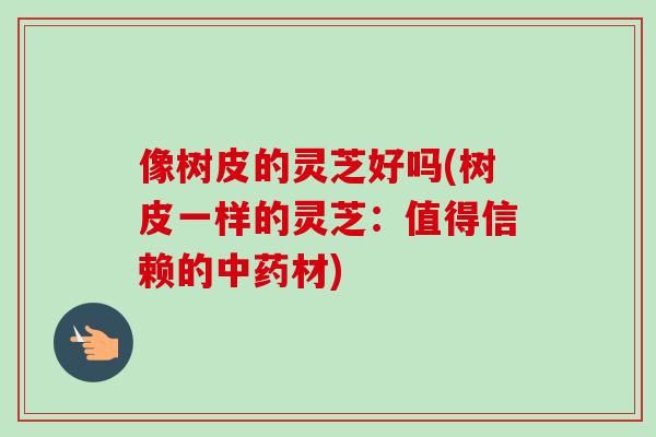 像树皮的灵芝好吗(树皮一样的灵芝:值得信赖的中药材)-第1张图片-卓越灵芝孢子粉 像树皮的灵芝好吗(树皮一样的灵芝:值得信赖的中药材)-第1张图片-卓越灵芝孢子粉