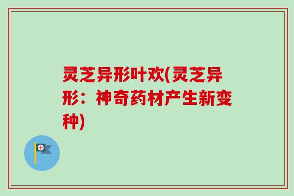 灵芝异形叶欢(灵芝异形:神奇药材产生新变种)-第1张图片-卓越灵芝孢子粉 灵芝异形叶欢(灵芝异形:神奇药材产生新变种)-第1张图片-卓越灵芝孢子粉