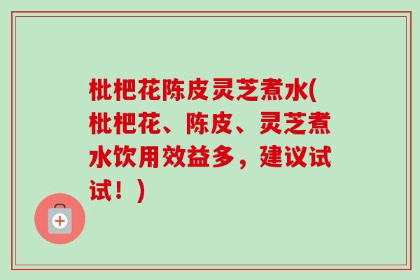 枇杷花陈皮灵芝煮水(枇杷花、陈皮、灵芝煮水饮用效益多，建议试试！)-第1张图片-卓越灵芝孢子粉