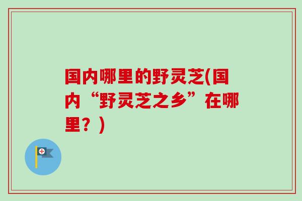 国内哪里的野灵芝(国内“野灵芝之乡”在哪里？)-第1张图片-卓越灵芝孢子粉