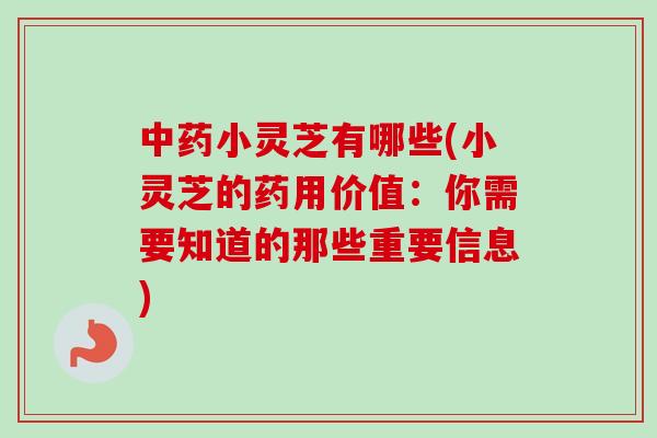 中药小灵芝有哪些(小灵芝的药用价值:你需要知道的那些重要信息)-第1张图片-卓越灵芝孢子粉 中药小灵芝有哪些(小灵芝的药用价值:你需要知道的那些重要信息)-第1张图片-卓越灵芝孢子粉