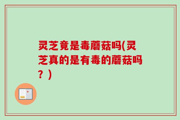 灵芝竟是毒蘑菇吗(灵芝真的是有毒的蘑菇吗?)-第1张图片-卓越灵芝孢子粉 灵芝竟是毒蘑菇吗(灵芝真的是有毒的蘑菇吗?)-第1张图片-卓越灵芝孢子粉