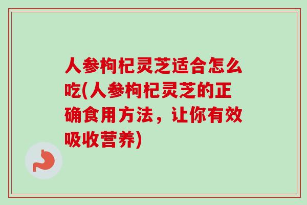 人参枸杞灵芝适合怎么吃(人参枸杞灵芝的正确食用方法,让你有效吸收营养)-第1张图片-卓越灵芝孢子粉 人参枸杞灵芝适合怎么吃(人参枸杞灵芝的正确食用方法,让你有效吸收营养)-第1张图片-卓越灵芝孢子粉