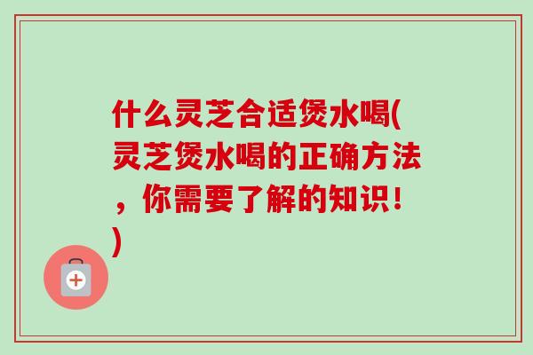 什么灵芝合适煲水喝(灵芝煲水喝的正确方法,你需要了解的知识!)-第1张图片-卓越灵芝孢子粉 什么灵芝合适煲水喝(灵芝煲水喝的正确方法,你需要了解的知识!)-第1张图片-卓越灵芝孢子粉